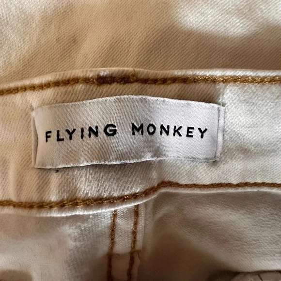 Flying Monkey White Distressed Jeans w/ Tan Stitching - Picture 14 of 16